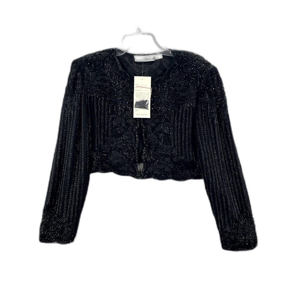 Vintage Fashion For Ever Cropped Bolero Jacket Women L Hand Beaded Retro Classic